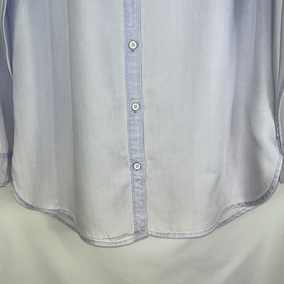 Old Navy button down top chest pocket long sleeves soft periwinkle color Sz S - Picture 4 of 9